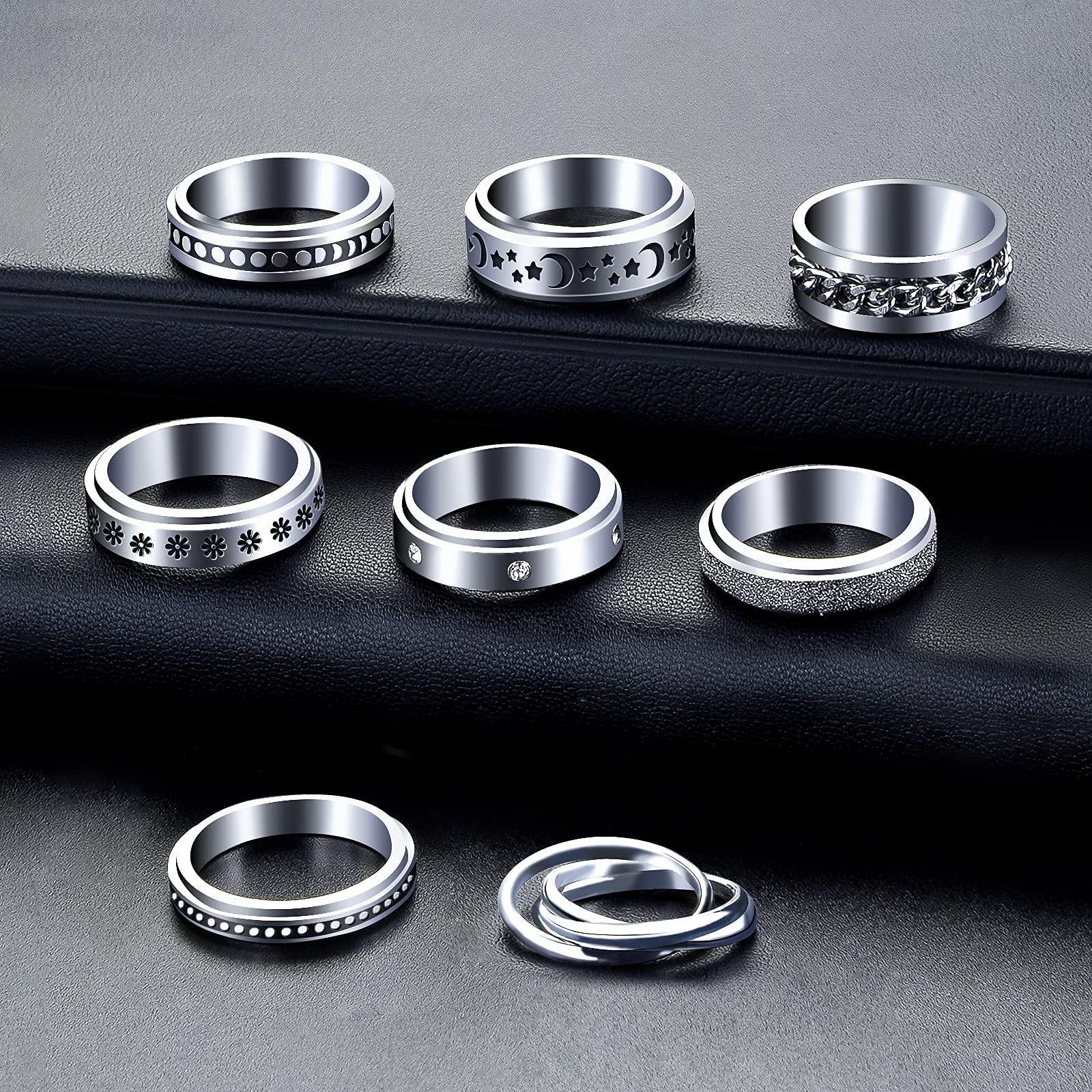 MUCAL fidget ring triple interlocked provides a versatile unisex design for daily style.