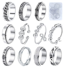 MUCAL eight-piece fidget rings set close-up for versatile style