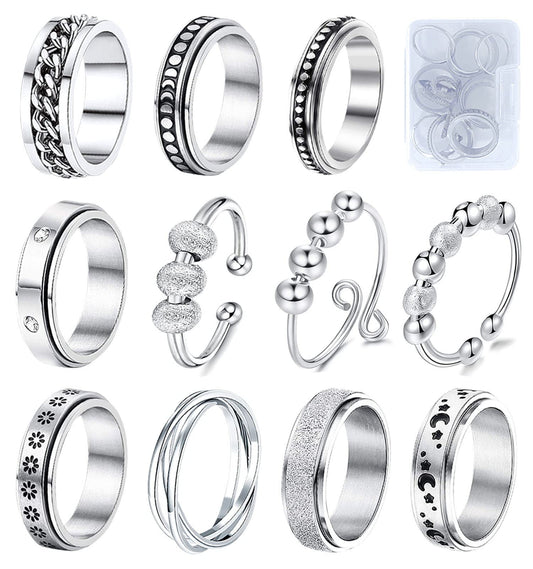 MUCAL fidget ring set with beads for stress relief and stylish everyday wear