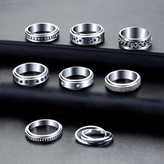 MUCAL triple interlocked rings with intricate design for a bold look