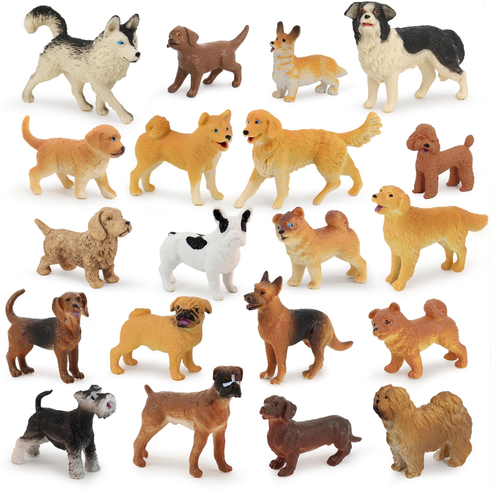 Muchfun dog figures collection for cake toppers and decorations.