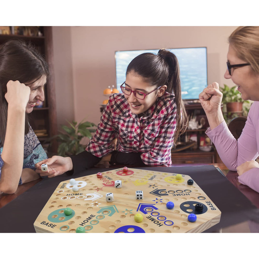 Instruction manual assists with setup and rules.