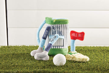 Mud Pie My Golf Bag plush set ball, cuddly toy for on-the-go golf practice