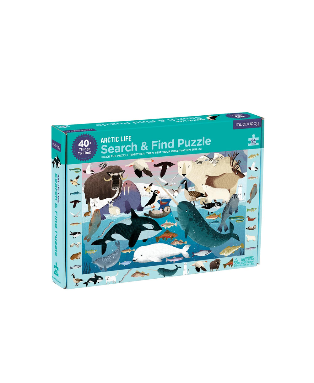 Mudpuppy Arctic Life Puzzle finished artwork with polar bears promotes family bonding during quiet play.