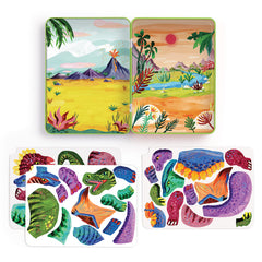 Close-up of Mudpuppy Dino Mix-Up magnets enabling endless dino combinations