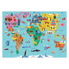 Mudpuppy world map with iconic landmarks sparks curiosity during learning play
