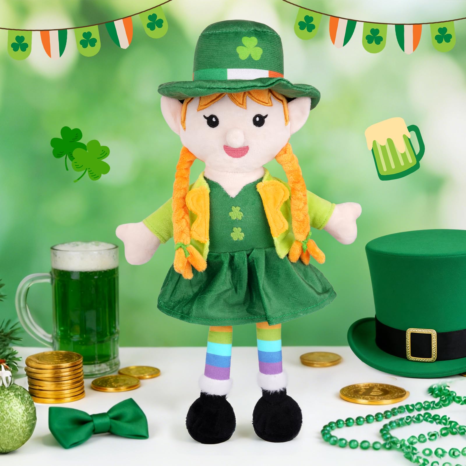 MUFEIRUO St Patrick's plush toy lightweight and display-ready