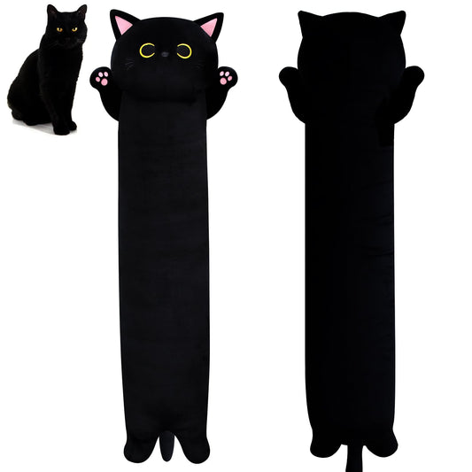 MUFEIRUO long black cat plush pillow shown full length for cozy decor