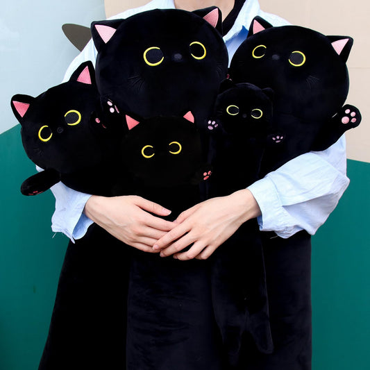 MUFEIRUO long black cat plush eyes detail enhances photo mood
