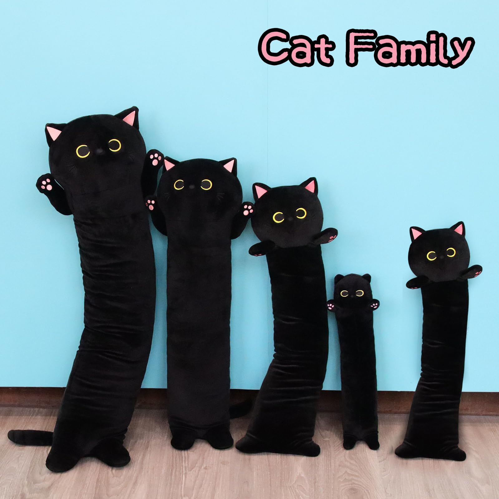 MUFEIRUO embroidered nose and beard on black cat plush toy