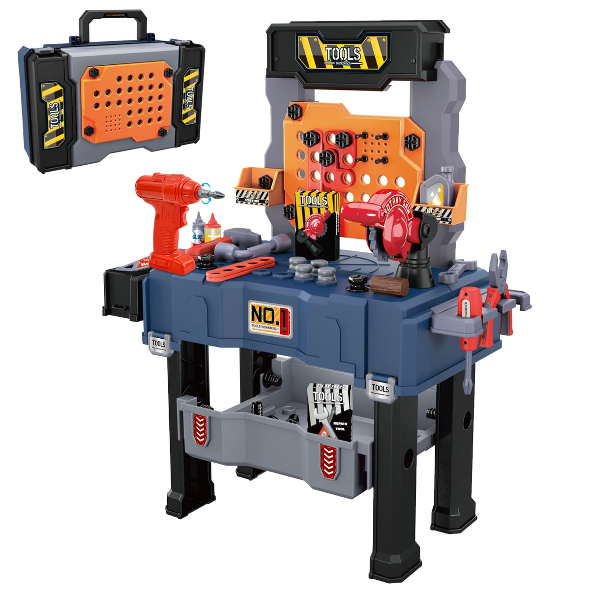 MUGEYMYD kids tool bench with electric drill boosts imaginative construction play