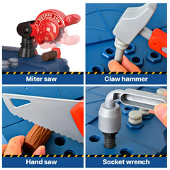 Large storage space helps organize tools and reduce mess during play