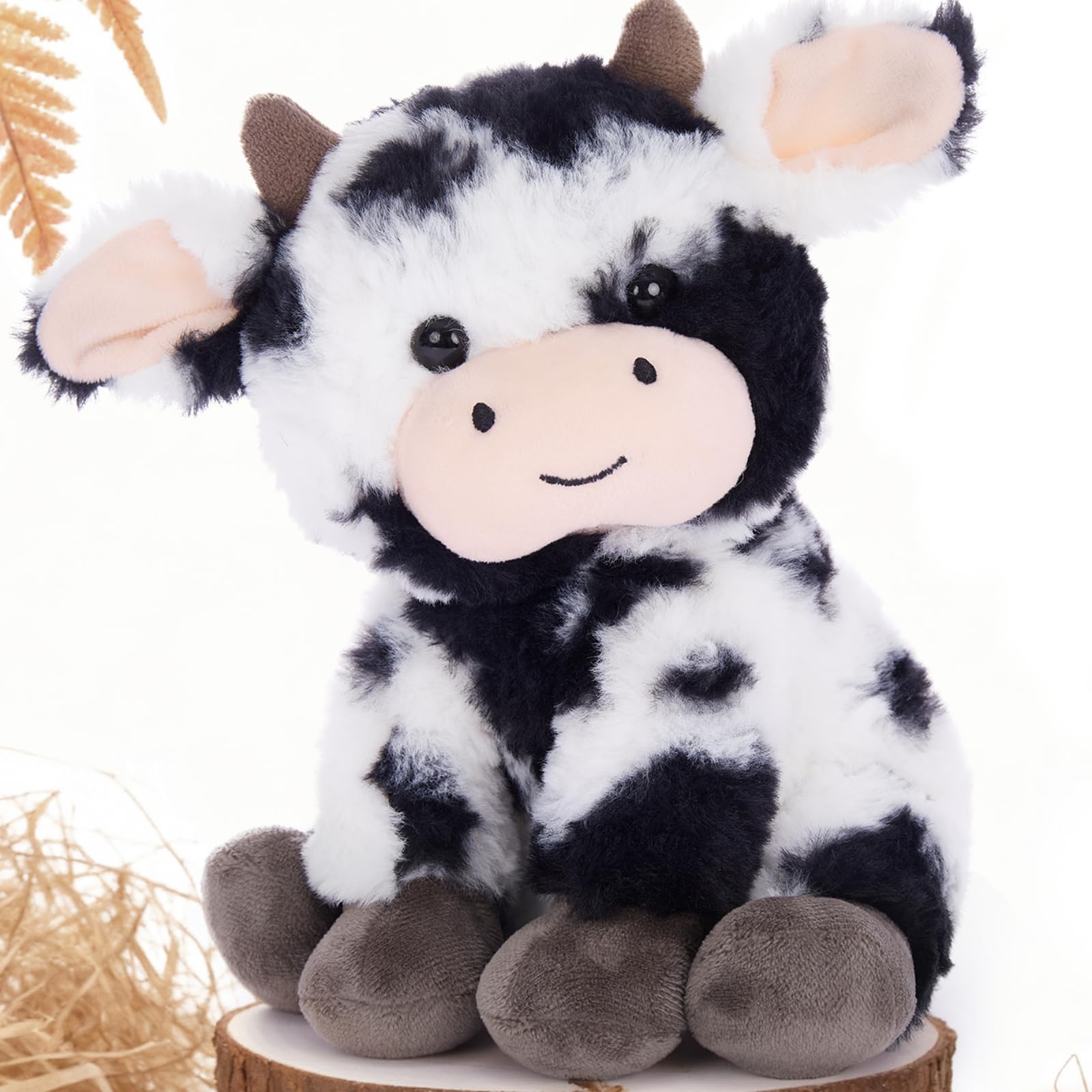 Muiteiur 10-inch sitting cow plush for cuddling and storytelling