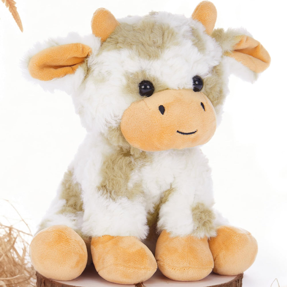 Muiteiur 10-inch brown sitting cow plush for kids cuddles