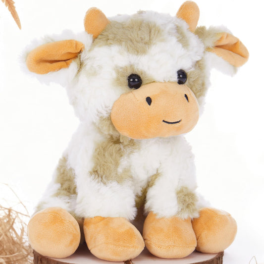 Muiteiur 10-inch brown sitting cow plush for kids cuddles