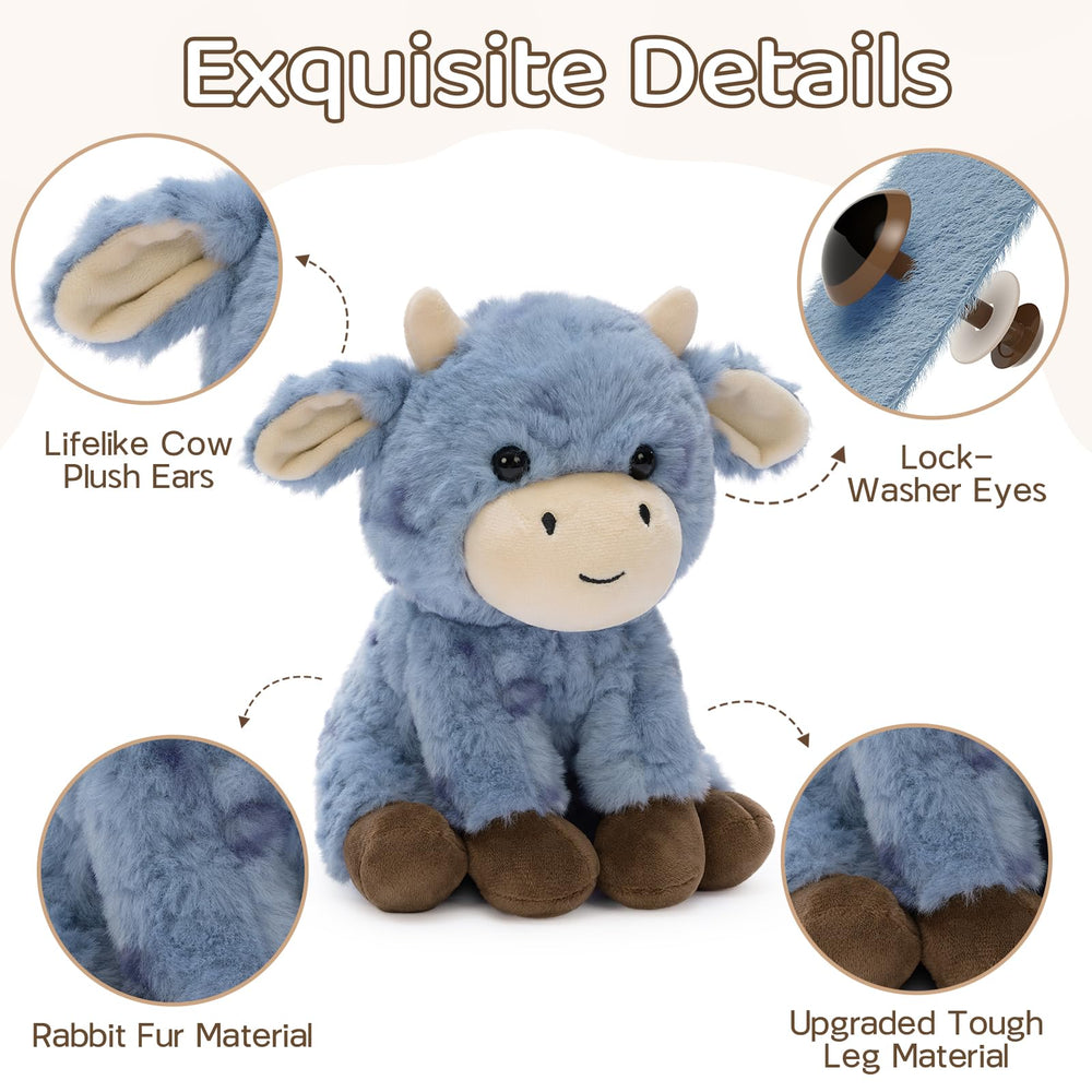 Muiteiur cow plush nose close-up highlights adorable farm details.
