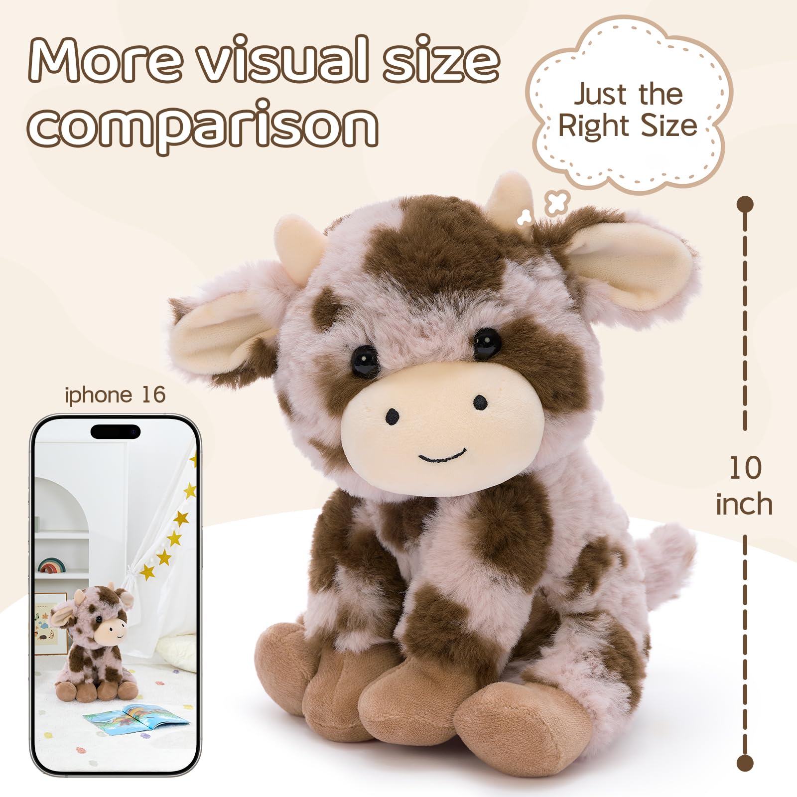 Muiteiur cow plush sitting pretty promotes imaginative storytelling and companionship.