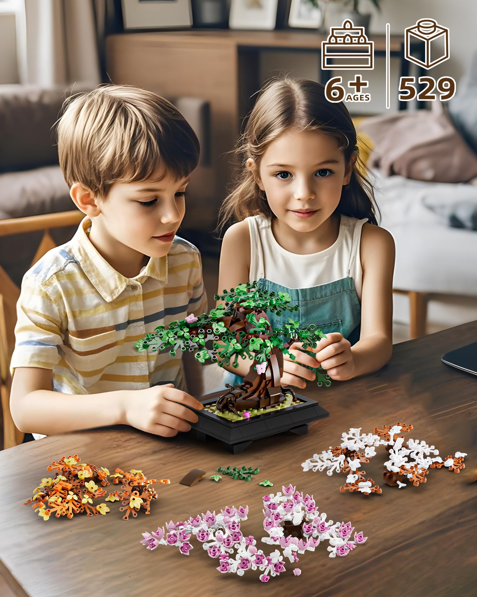Muiurple completed bonsai on a desk boosts stylish interior mood