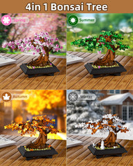 Muiurple green summer foliage on the bonsai tree adds vibrancy