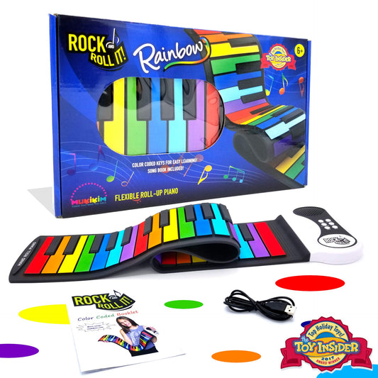 MUKIKIM Rock and Roll It rainbow piano open with 49 keys for beginners