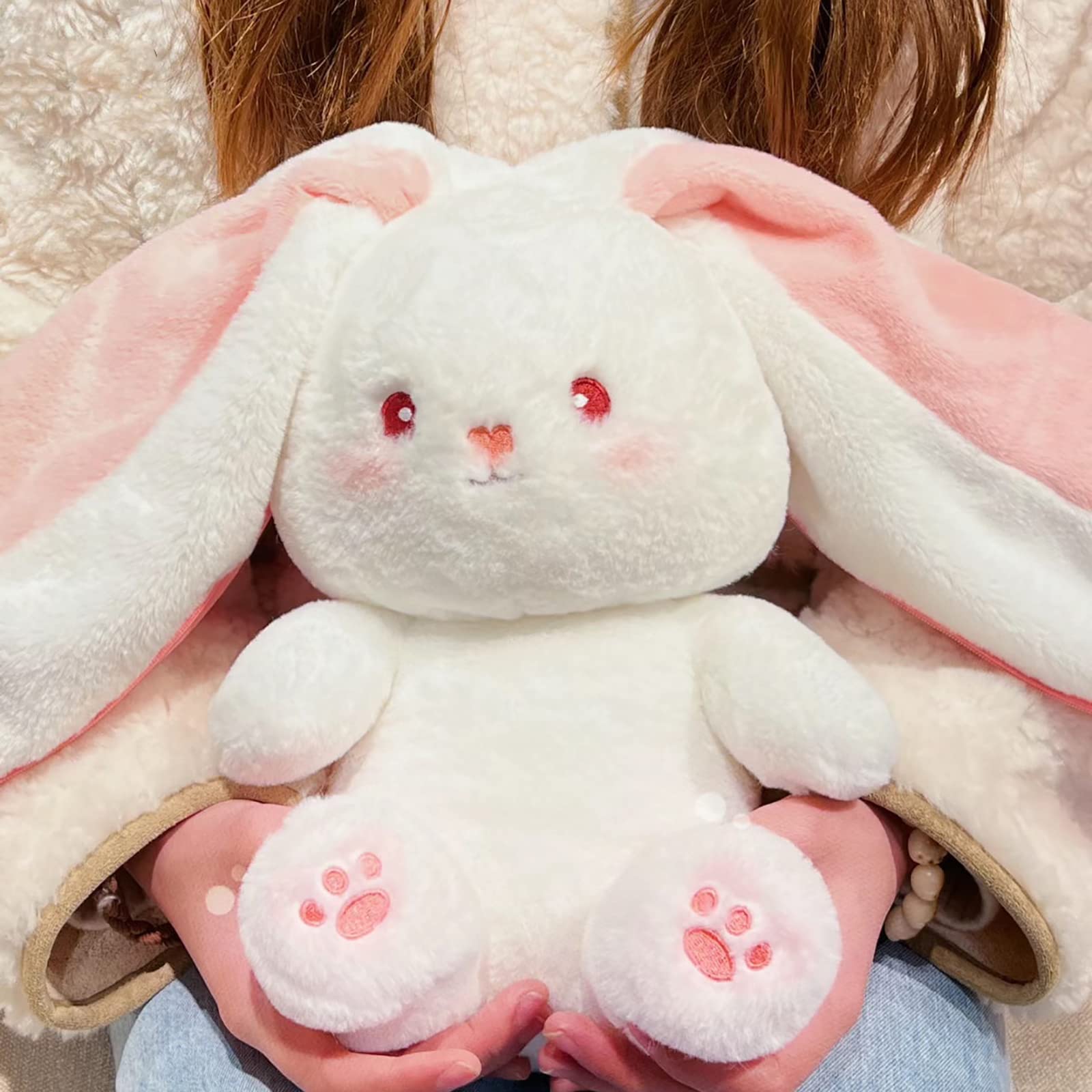Mukorolee bunny 10inch pillow size provides comfortable support for reading or napping.