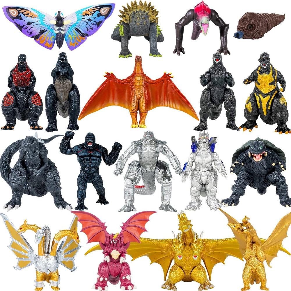 MUKSSE 18-piece Godzilla vs Kong figures set for imaginative play.