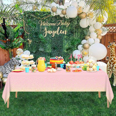 Mulbozy pink disposable tablecloth for birthdays keeps surfaces clean and festive.