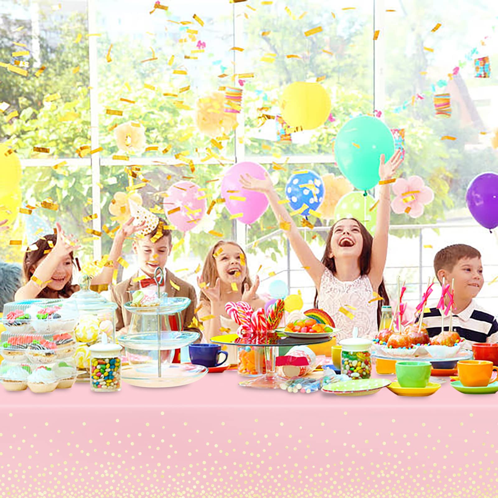 Mulbozy pink tablecloth suited for picnics, parties, and casual outdoor dining.