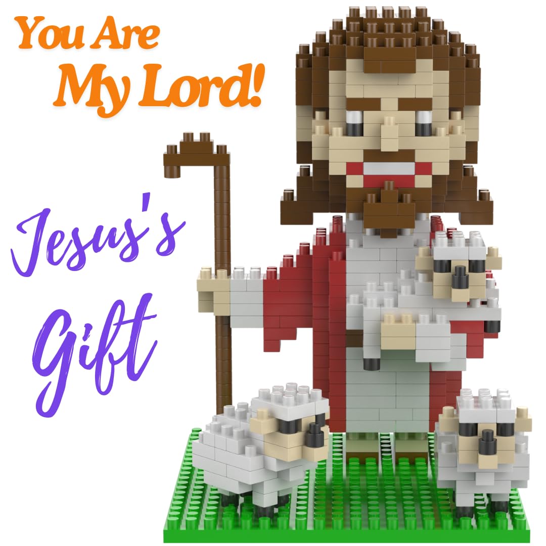 Multi-Blocks Good Shepherd mini figurine for Bible storytelling and meaningful gift.