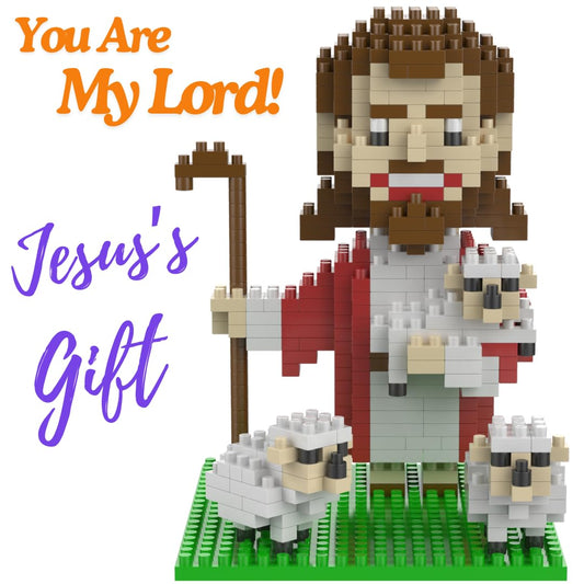 Multi-Blocks Good Shepherd mini figurine for Bible storytelling and meaningful gift.