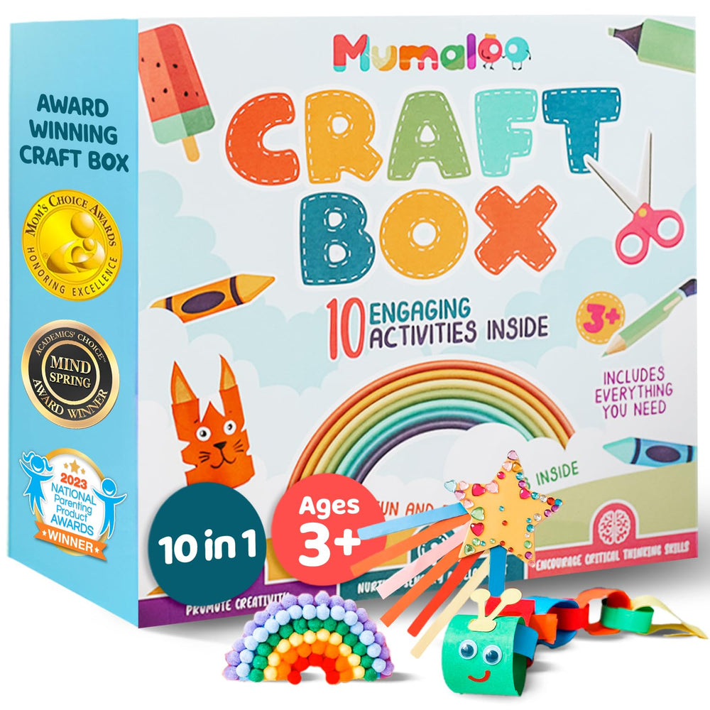 Mumaloo craft box for kids during unboxing, highlighting mess-free creativity