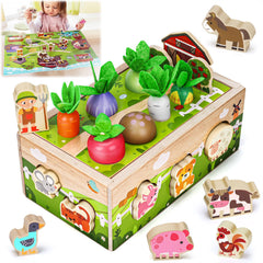MuMua Montessori wooden farm toy set promotes safe, engaging early learning.