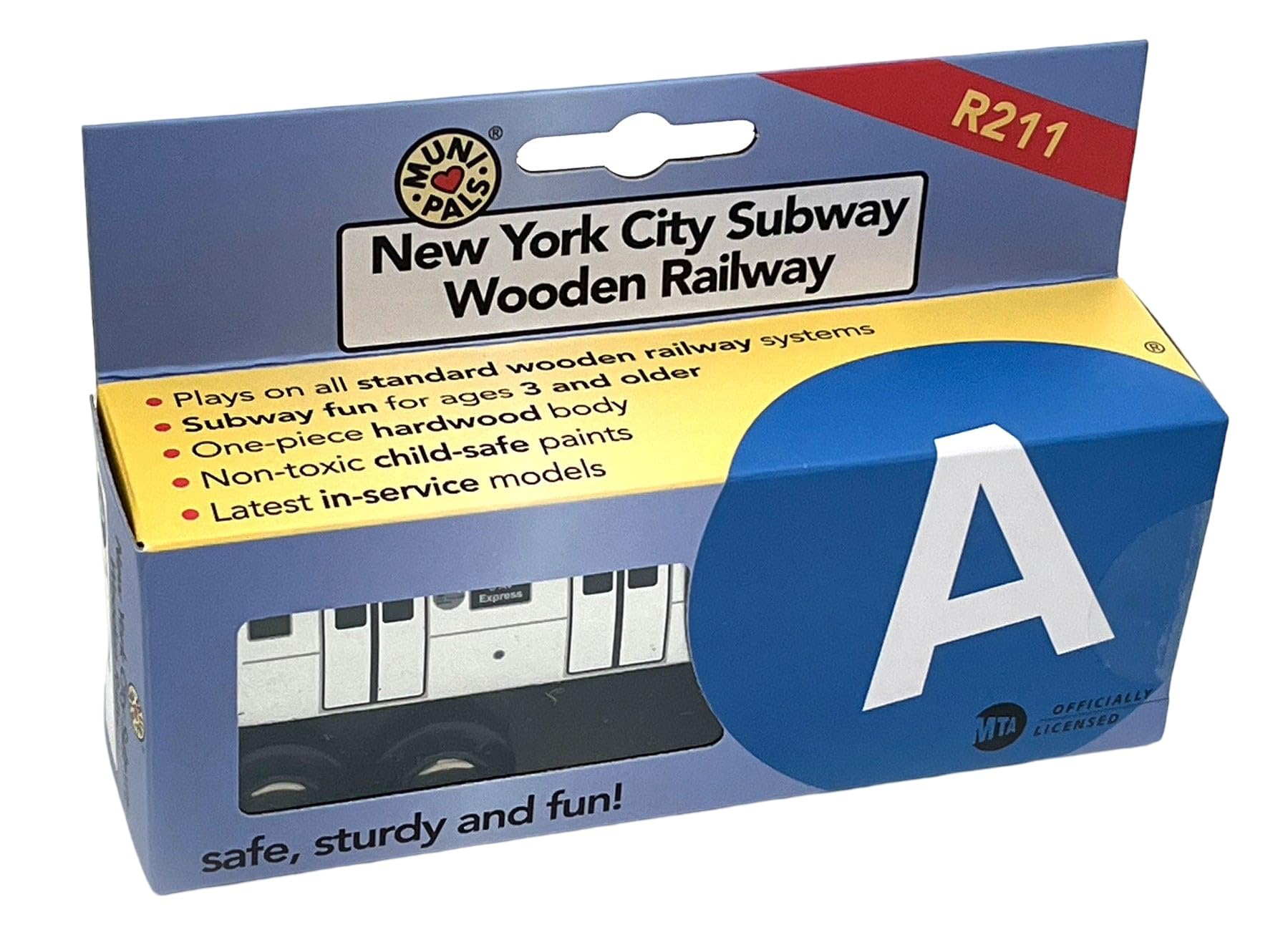 MUNI PALS MP01-110A NYC subway train side view shows compatibility with wooden railways.