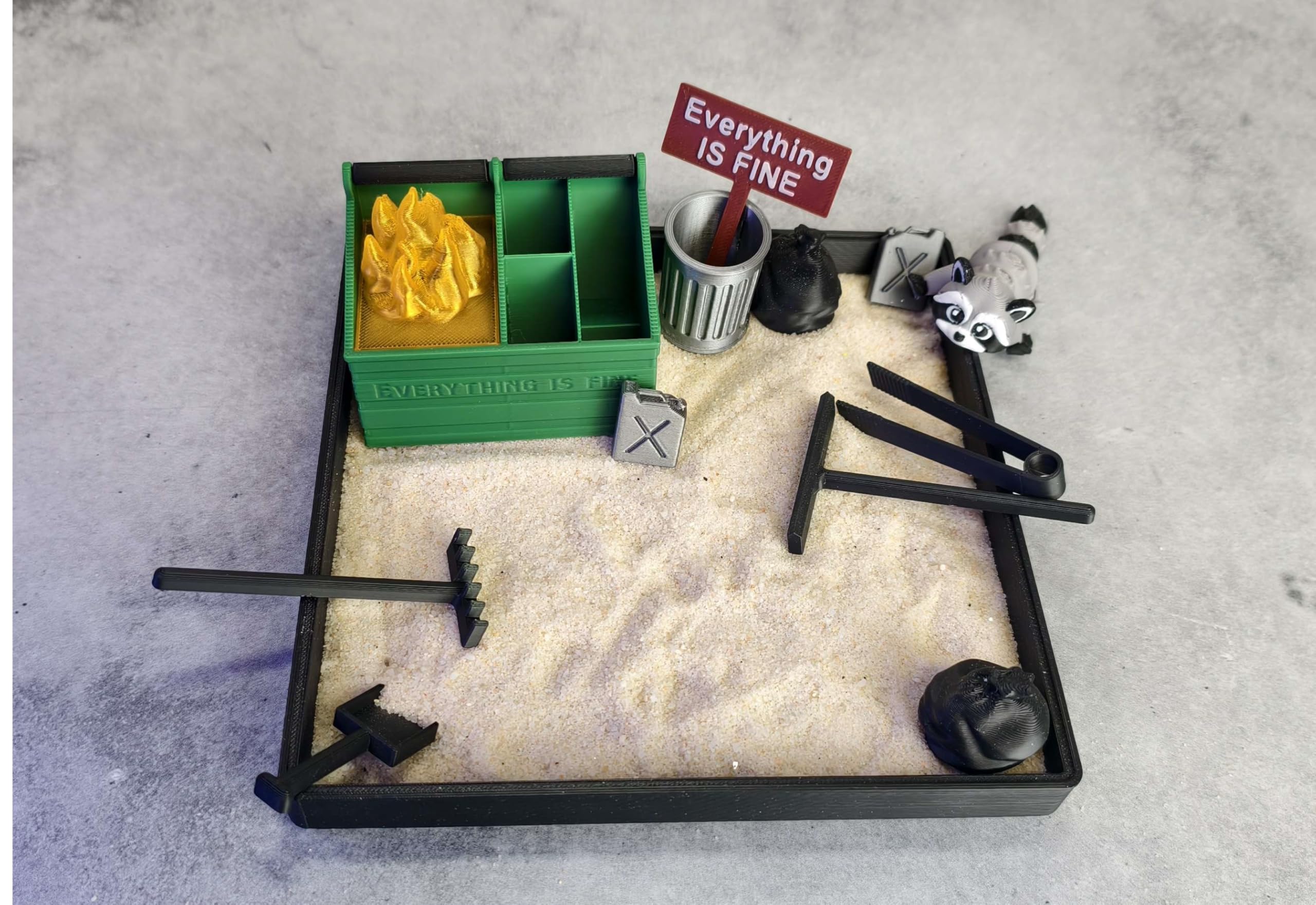 MunnyGrubbers Zen sand garden with tools for mindful tactile play.