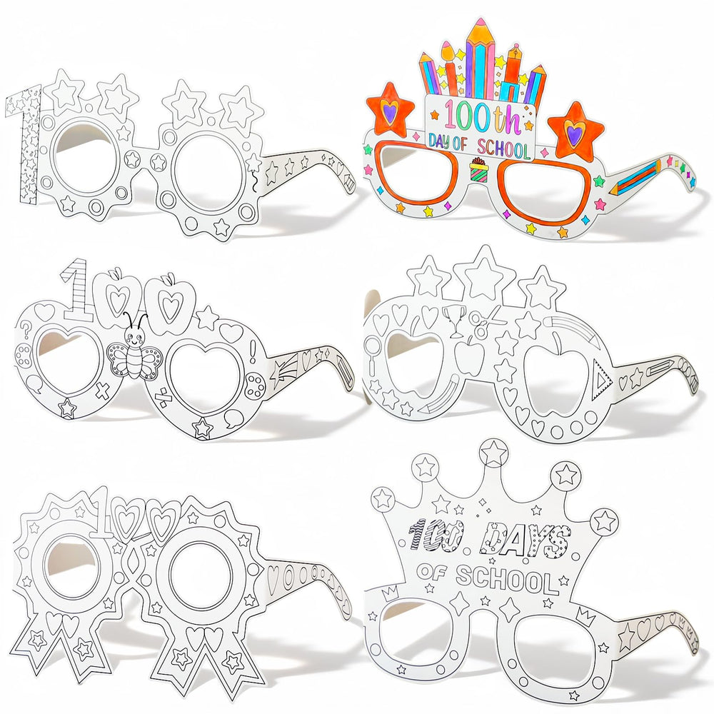 MUOUAKATE 100 Days coloring glasses design 1 for classroom celebration and photo props