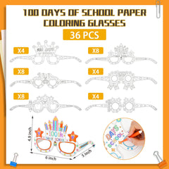 MUOUAKATE 100 Days coloring glasses design 2 stars for creative activities