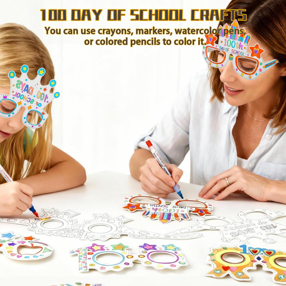 MUOUAKATE 100 Days coloring glasses design 4 pencils for classroom projects