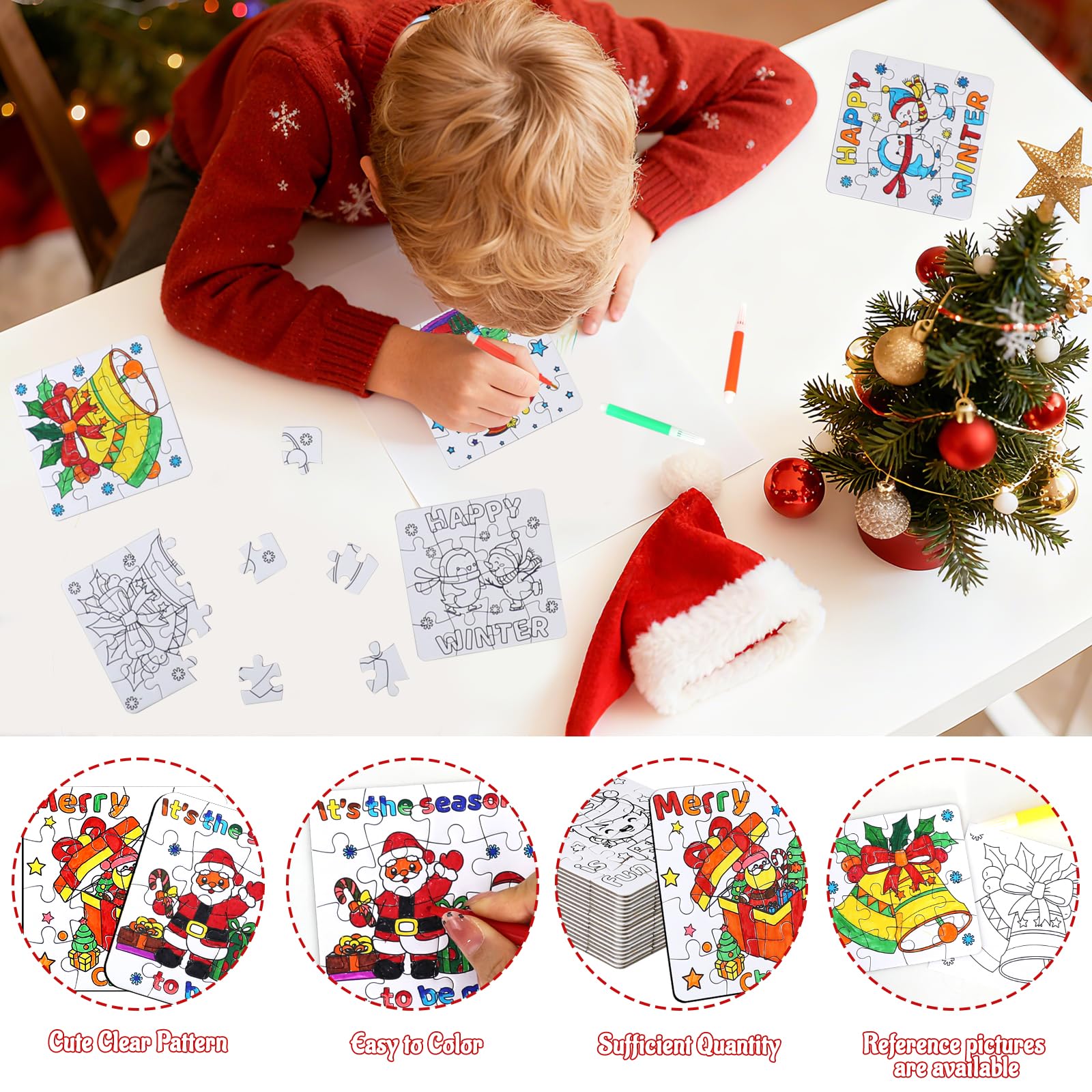MUOUAKATE Santa puzzle motif supports joyful coloring and gift decoration ideas