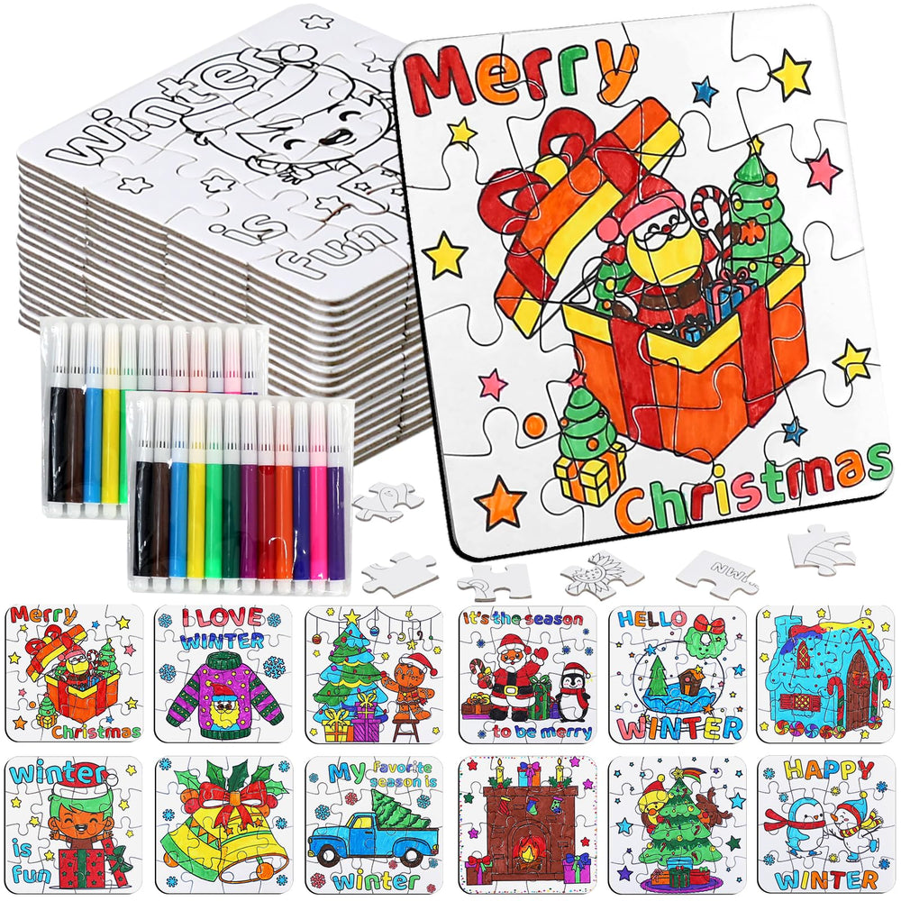MUOUAKATE winter crafts puzzle tree design for festive coloring and group activity