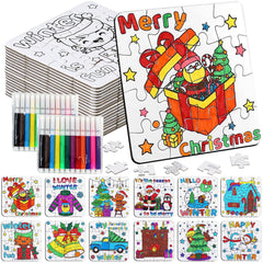 MUOUAKATE winter crafts puzzle tree design for festive coloring and group activity