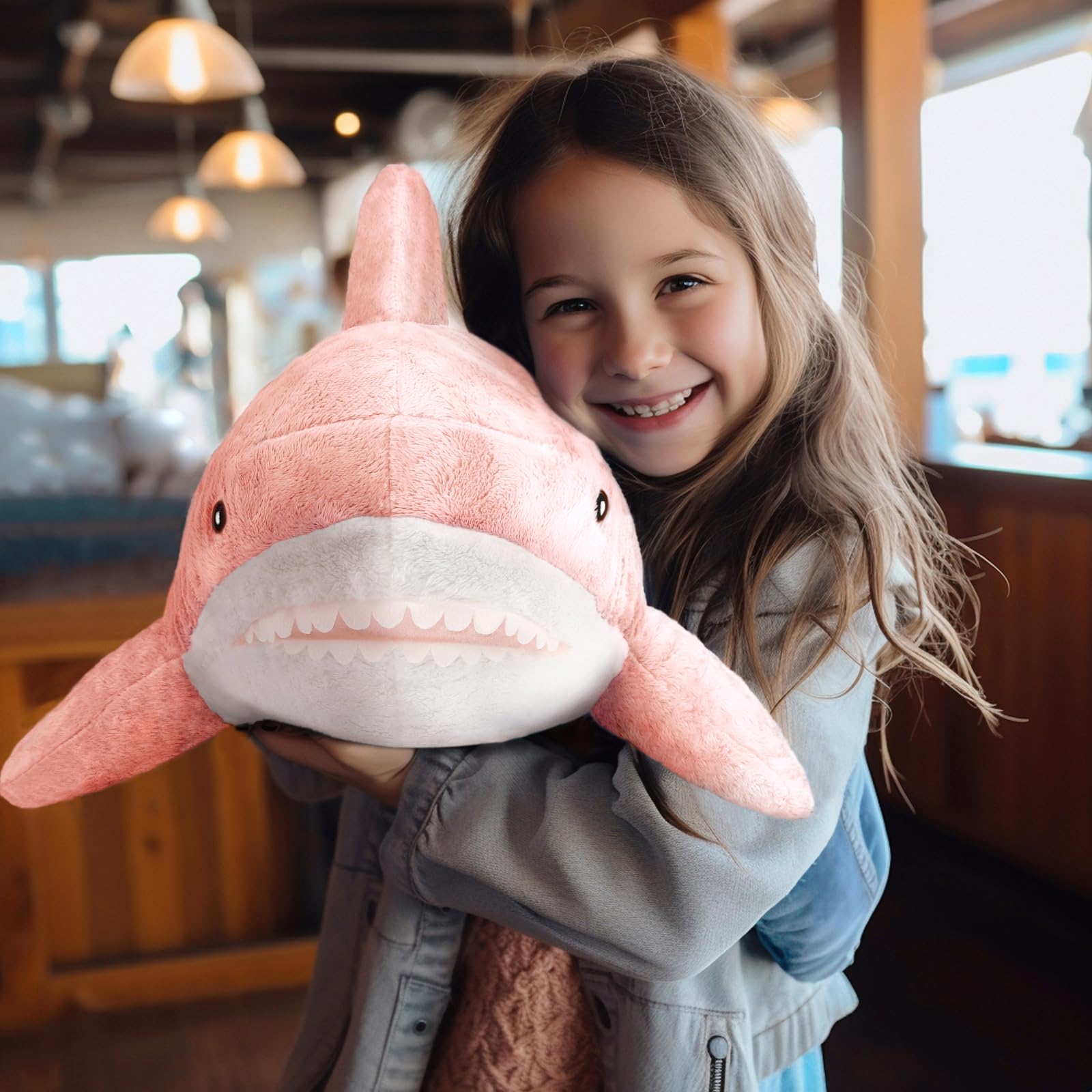 MUPI Shark Plush 39 inch pink acts as a playful lounge buddy