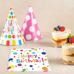 Muplaya napkins with colorful dots brighten birthday table settings
