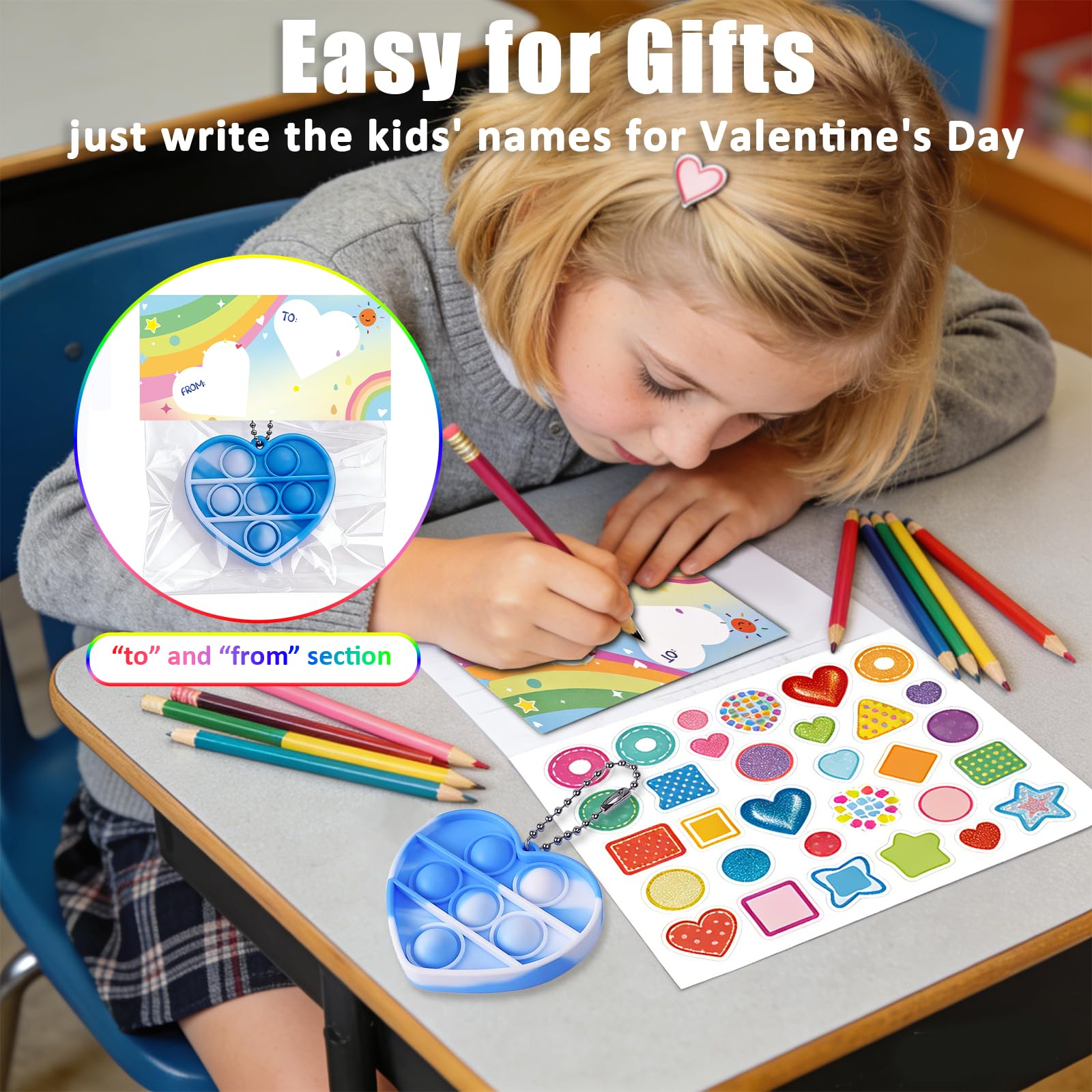 Murrilome colorful heart fidgets provide sensory play options.