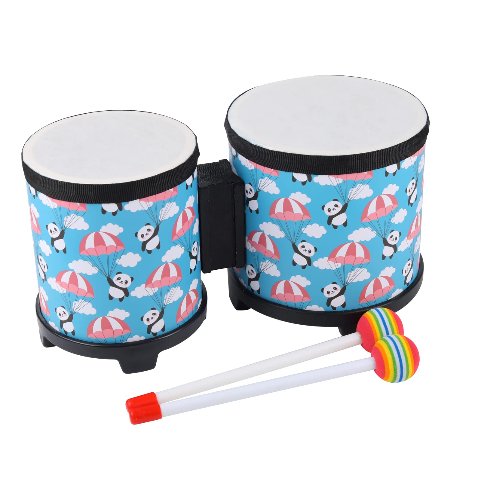 Musfunny bongo floor drum blue for kids, ideal for seated playtime rhythm exploration.
