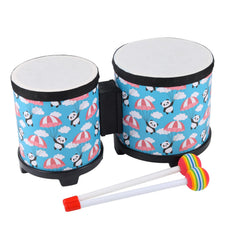 Musfunny bongo floor drum blue for kids, ideal for seated playtime rhythm exploration.