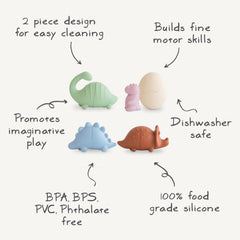 Mushie Dino Bath Toys promote imaginative storytelling during water play