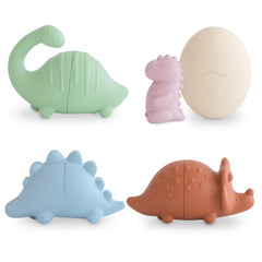 Mushie Dino Bath Toys set with three dinosaurs for imaginative bathtime play
