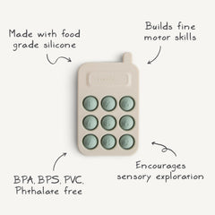 Mushie Phone Press Toy Blush suitable for ages 10m+ in everyday play
