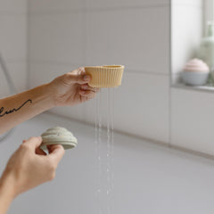 Mushie cupcake toy 4-pack with easy-clean surfaces for quick messes.