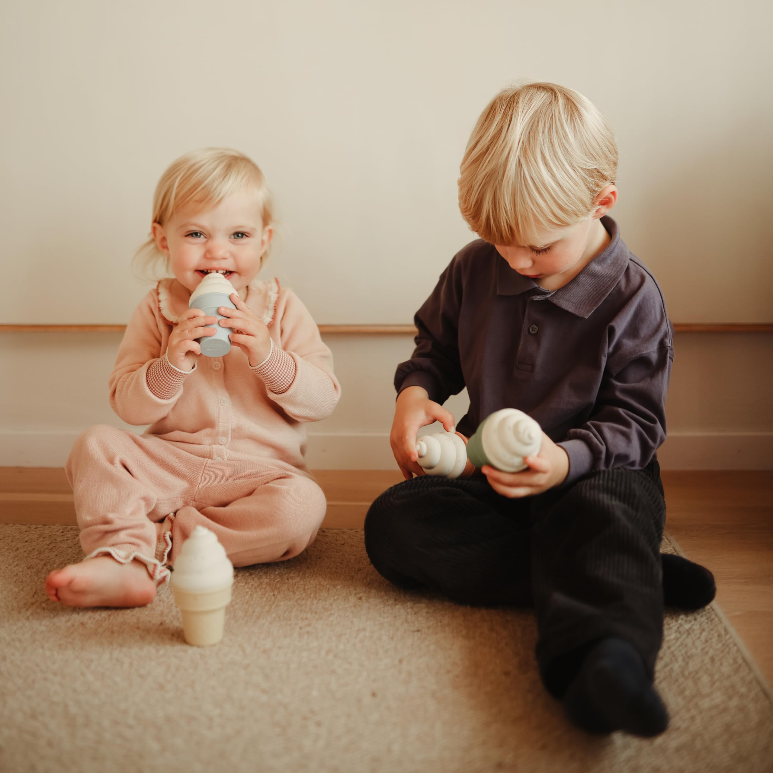 Mushie silicone mix and match ice cream toy color variety for imaginative play